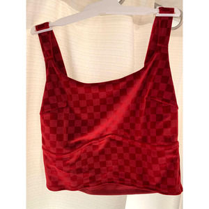 Checkered Velvet Brami - Colsie Red Large Cropped Tank Bra